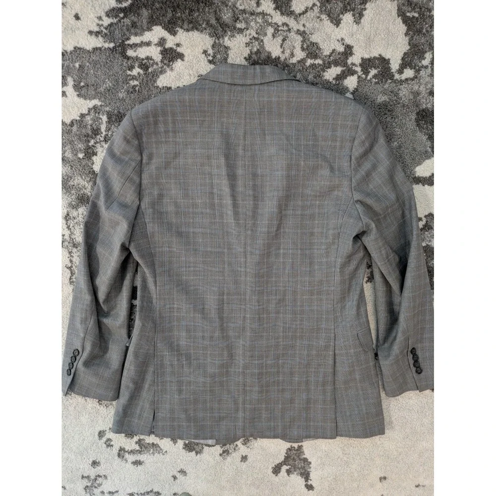 BROOKS BROTHERS Gray Blue Plaid Wool Blend Explorer Fitzgerald Blazer Jacket 40R - Picture 3 of 12